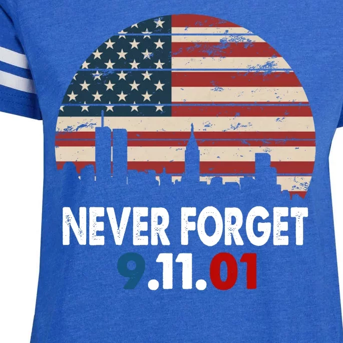 9.11.01 Never Forget 20th Anniversary Enza Ladies Jersey Football T-Shirt