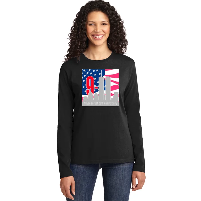 9/11 Never Forget 20th Anniversary Ladies Long Sleeve Shirt