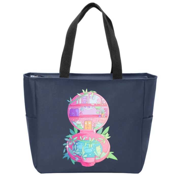 90s Nostalgia Series Pocket Garden Zip Tote Bag