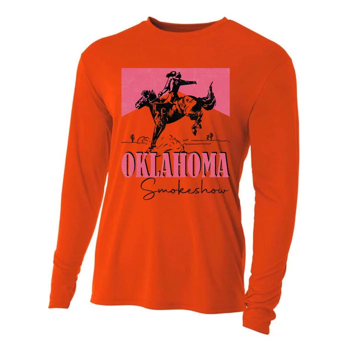 90s Oklahoma Fan Vintage Oklahoma Western Rodeo Style Cooling Performance Long Sleeve Crew