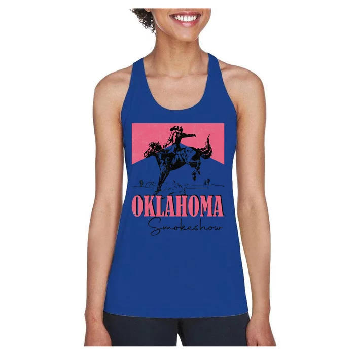 90s Oklahoma Fan Vintage Oklahoma Western Rodeo Style Women's Racerback Tank