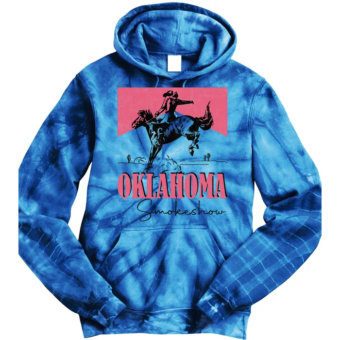 90s Oklahoma Fan Vintage Oklahoma Western Rodeo Style Tie Dye Hoodie