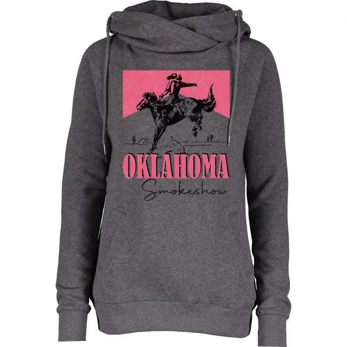 90s Oklahoma Fan Vintage Oklahoma Western Rodeo Style Womens Funnel Neck Pullover Hood