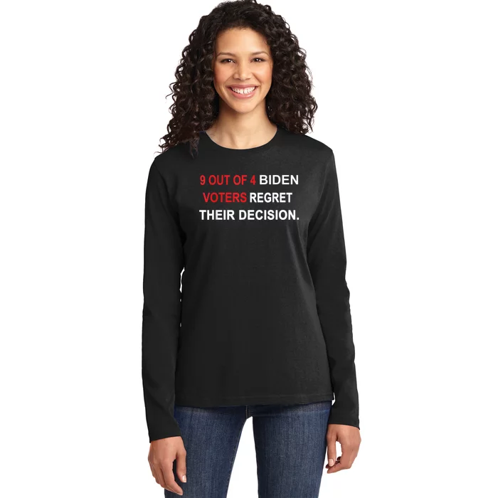 9 Out Of 4 Biden Voter Regret Their Decision Funny President Ladies Long Sleeve Shirt