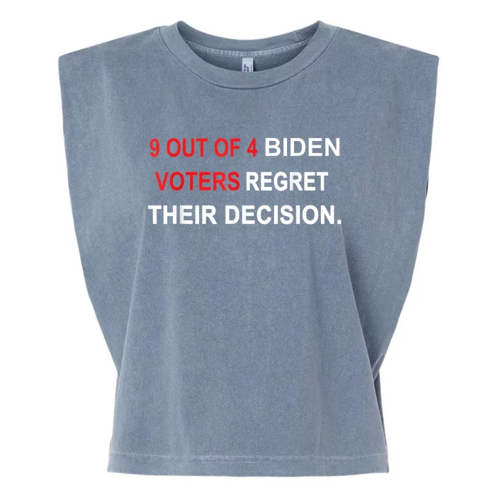 9 Out Of 4 Biden Voter Regret Their Decision Funny President Garment-Dyed Women's Muscle Tee