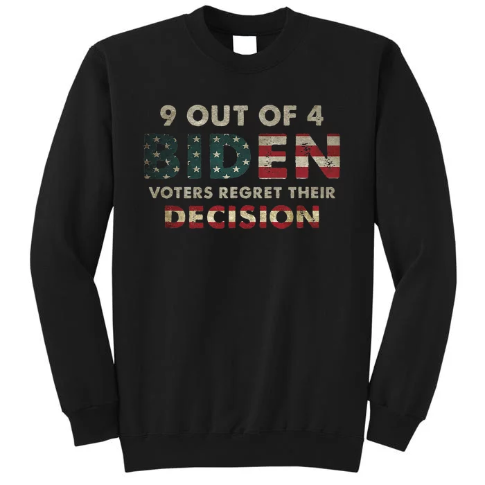 9 Out Of 4 Biden Voters Regret Their Decision USA Flag Funny Sweatshirt