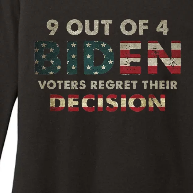 9 Out Of 4 Biden Voters Regret Their Decision USA Flag Funny Womens CVC Long Sleeve Shirt