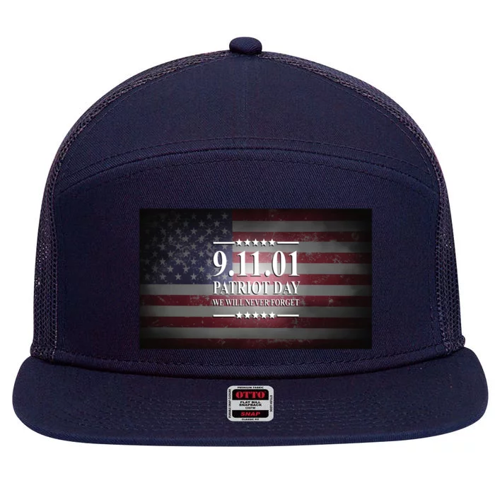 9.11.01 Patriot Day 20th Anniversary 7 Panel Mesh Trucker Snapback Hat