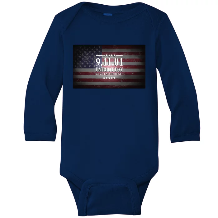 9.11.01 Patriot Day 20th Anniversary Baby Long Sleeve Bodysuit