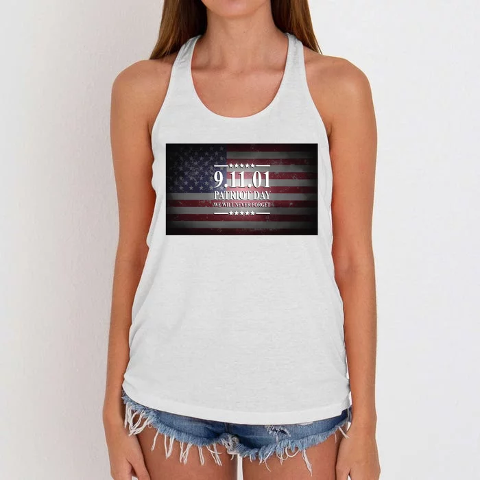 9.11.01 Patriot Day 20th Anniversary Women's Knotted Racerback Tank