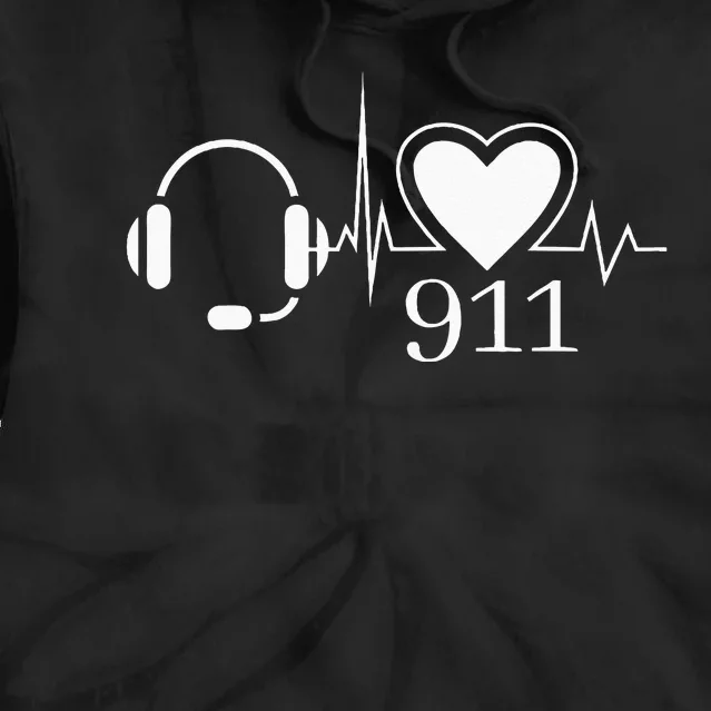 911 Police Dispatcher Thin Gold Line Heartbeat Law Enforcemt Tie Dye Hoodie