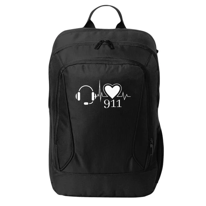 911 Police Dispatcher Thin Gold Line Heartbeat Law Enforcemt City Backpack