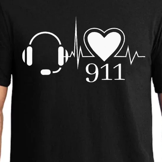 911 Police Dispatcher Thin Gold Line Heartbeat Law Enforcemt Pajama Set