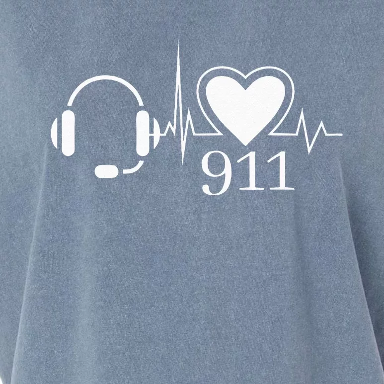 911 Police Dispatcher Thin Gold Line Heartbeat Law Enforcemt Garment-Dyed Women's Muscle Tee