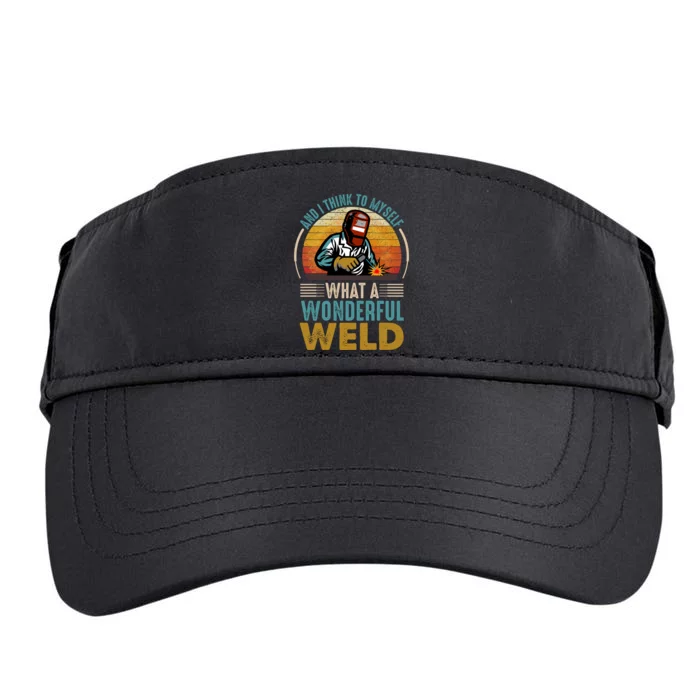 90s Retro Distressed Sunset I Think To Myself What A Wonderful Weld Welder Design Adult Drive Performance Visor