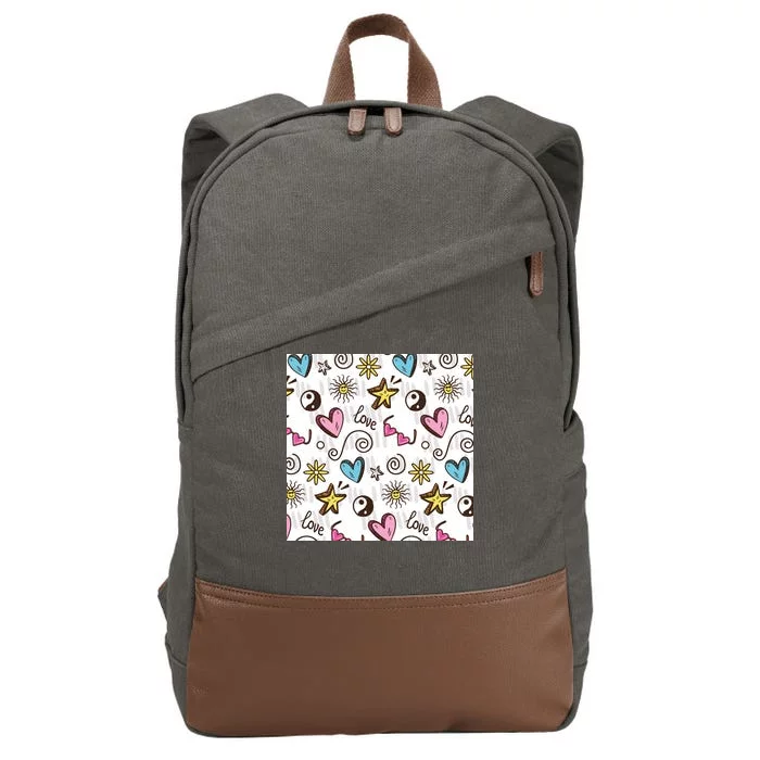 90s Retro Pattern Cotton Canvas Backpack