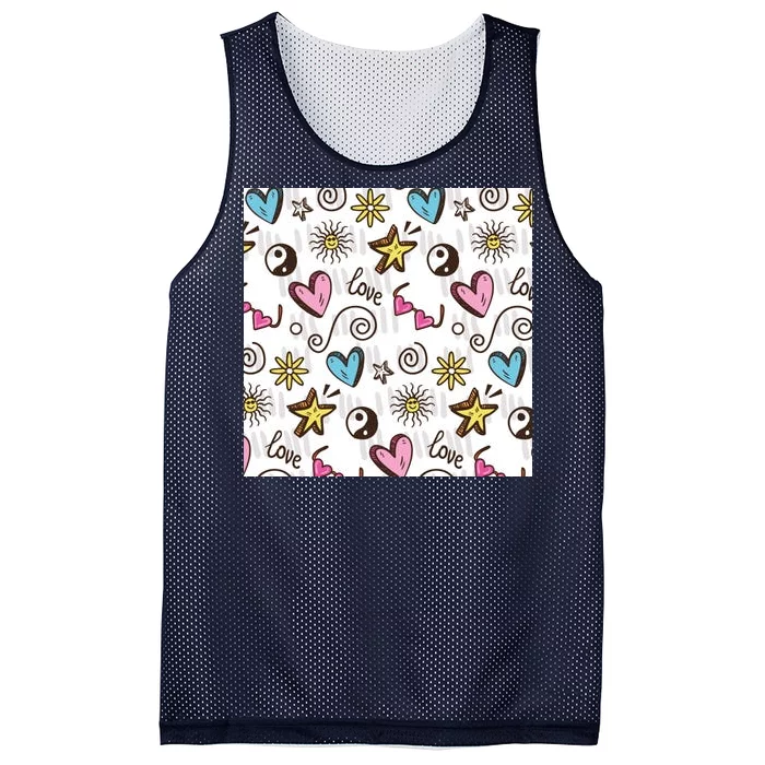 90s Retro Pattern Mesh Reversible Basketball Jersey Tank