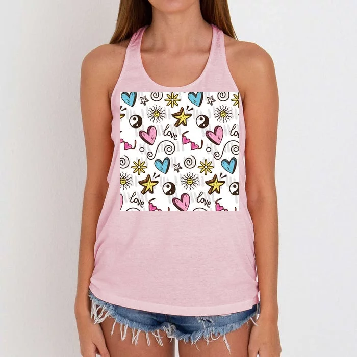 90s Retro Pattern Women's Knotted Racerback Tank