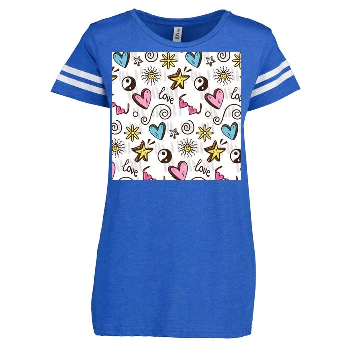 90s Retro Pattern Enza Ladies Jersey Football T-Shirt