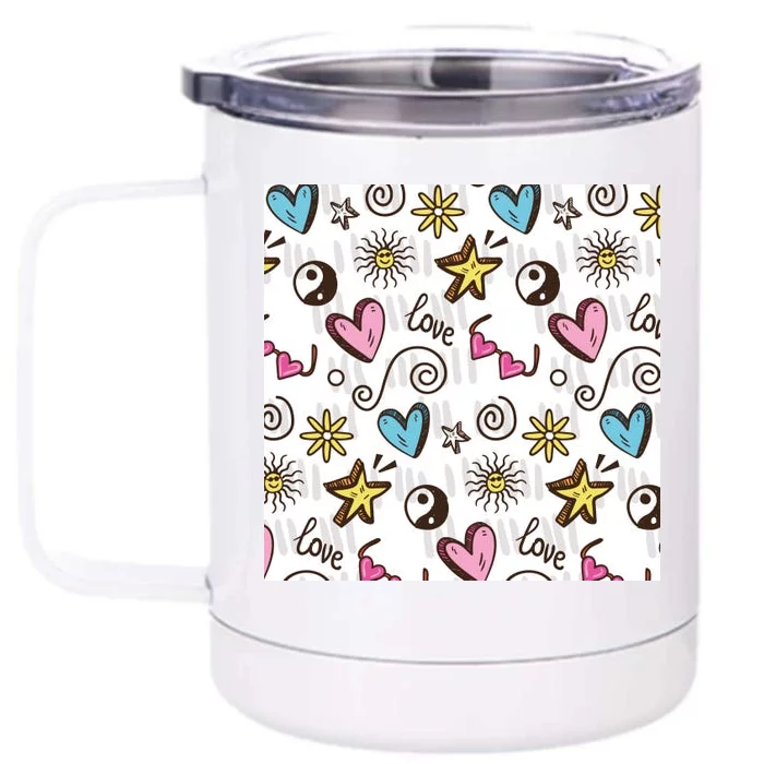 90s Retro Pattern Front & Back 12oz Stainless Steel Tumbler Cup