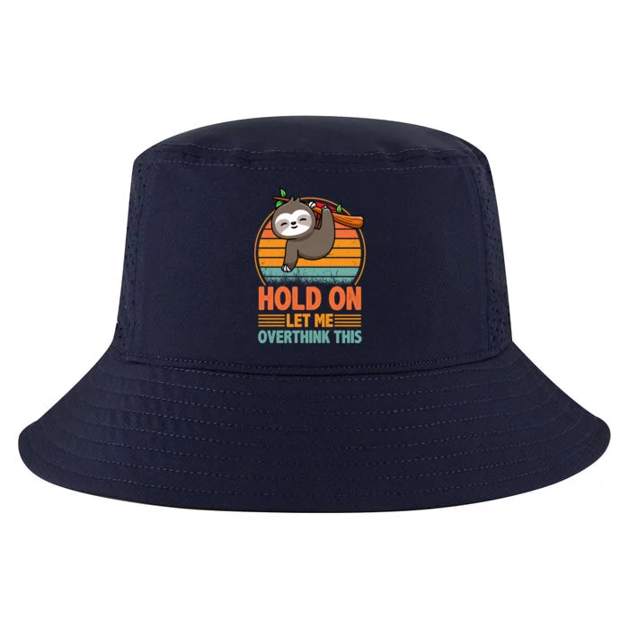 90s Retro Sunset Hang On Let Me Overthink This Sloth Funny Social Awkward Cool Comfort Performance Bucket Hat