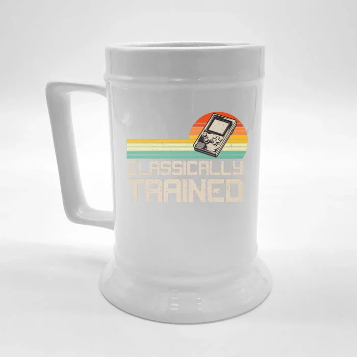 90' Retro Sunset Classically Trained Gaming Design, Game Lover Gift For Men Boys Front & Back Beer Stein