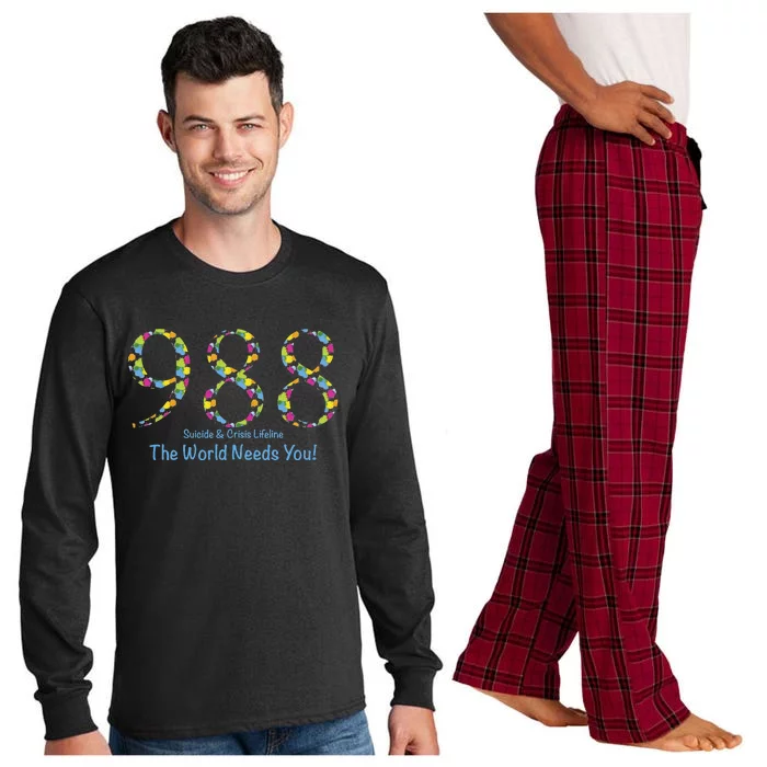 988 Suicide and Crisis Lifeline The World Needs You! Long Sleeve Pajama Set