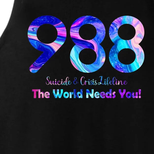 988 Suicide and Crisis Lifeline The World Needs You Ladies Tri-Blend Wicking Tank