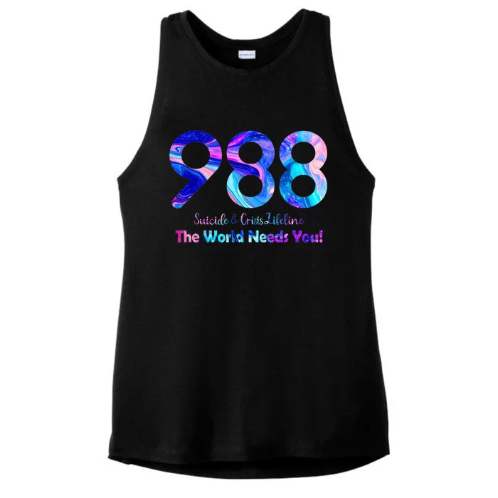 988 Suicide and Crisis Lifeline The World Needs You Ladies Tri-Blend Wicking Tank