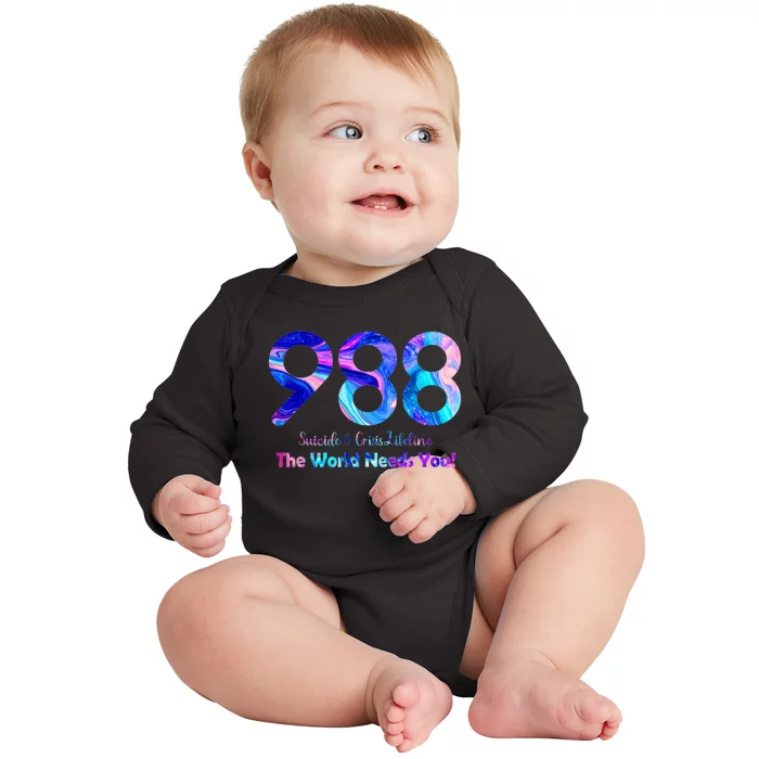 988 Suicide and Crisis Lifeline The World Needs You Baby Long Sleeve Bodysuit