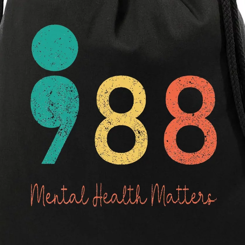 988 Semicolon Mental Health Matters Suicide Prevention Drawstring Bag