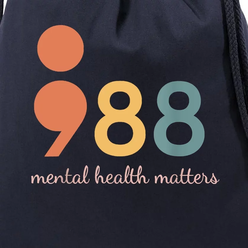 988 Semicolon Mental Health Matters Suicide Prevention Drawstring Bag