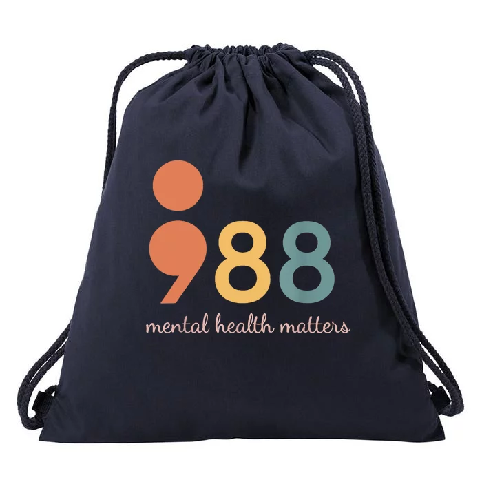 988 Semicolon Mental Health Matters Suicide Prevention Drawstring Bag