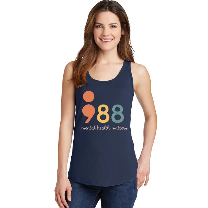 988 Semicolon Mental Health Matters Suicide Prevention Ladies Essential Tank