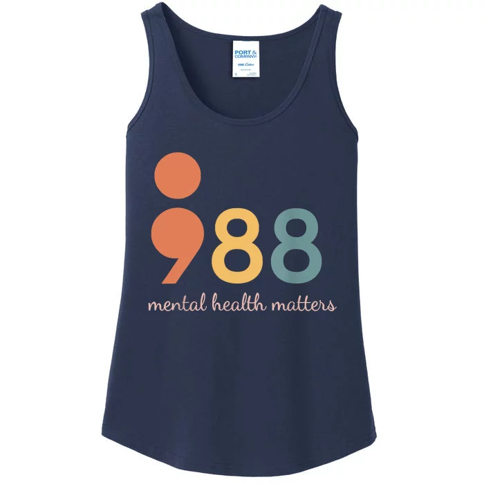 988 Semicolon Mental Health Matters Suicide Prevention Ladies Essential Tank