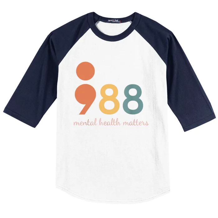 988 Semicolon Mental Health Matters Suicide Prevention Baseball Sleeve Shirt