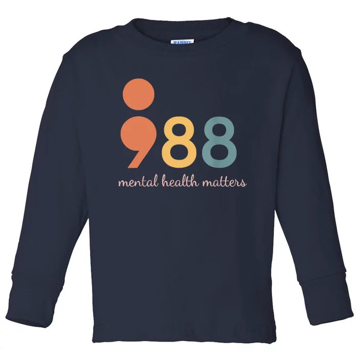 988 Semicolon Mental Health Matters Suicide Prevention Toddler Long Sleeve Shirt