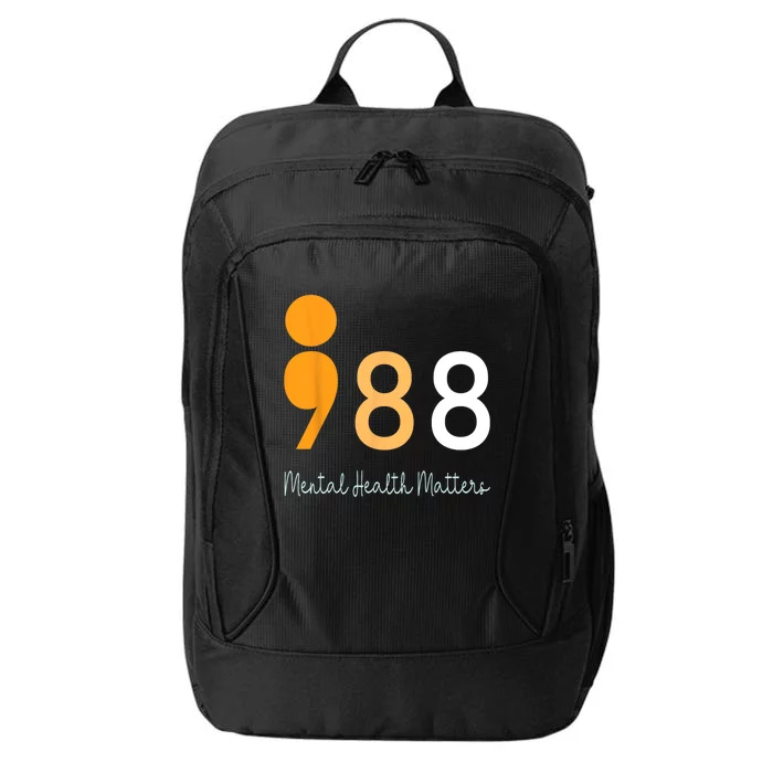 988 Semicolon Mental Health Matters Suicide Prevention Retro City Backpack