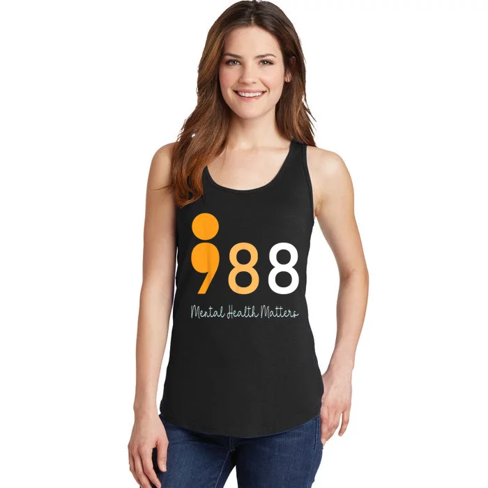 988 Semicolon Mental Health Matters Suicide Prevention Retro Ladies Essential Tank