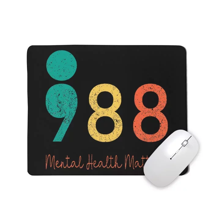 988 Semicolon Mental Health Matters Suicide Prevention Retro Mousepad