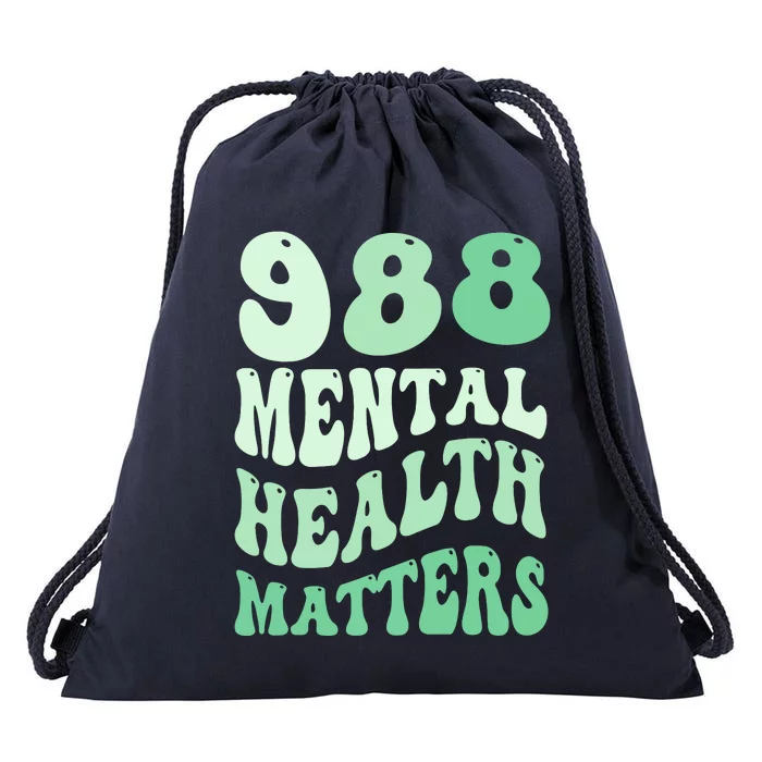 988 Semicolon Mental Health Matters Suicide Prevention Retro Drawstring Bag