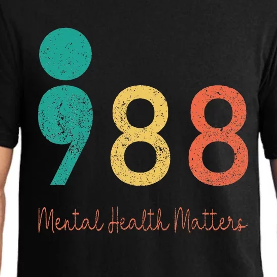 988 Semicolon Mental Health Matters Suicide Prevention Retro Pajama Set