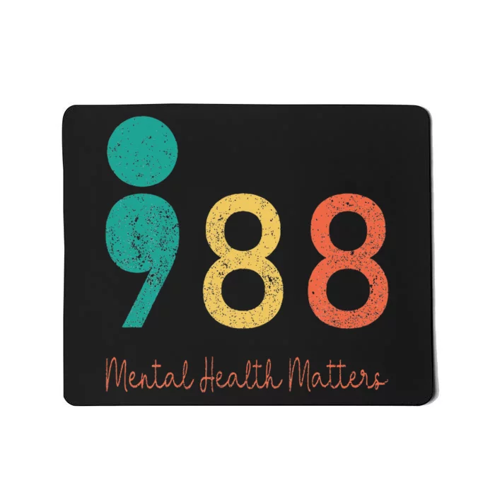 988 Semicolon Mental Health Matters Suicide Prevention Retro Mousepad