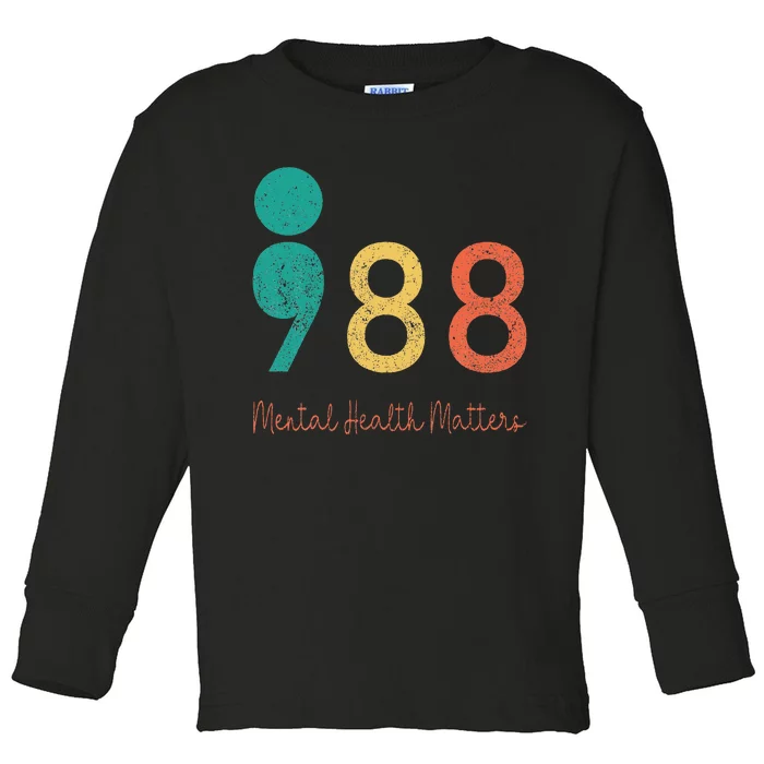 988 Semicolon Mental Health Matters Suicide Prevention Retro Toddler Long Sleeve Shirt