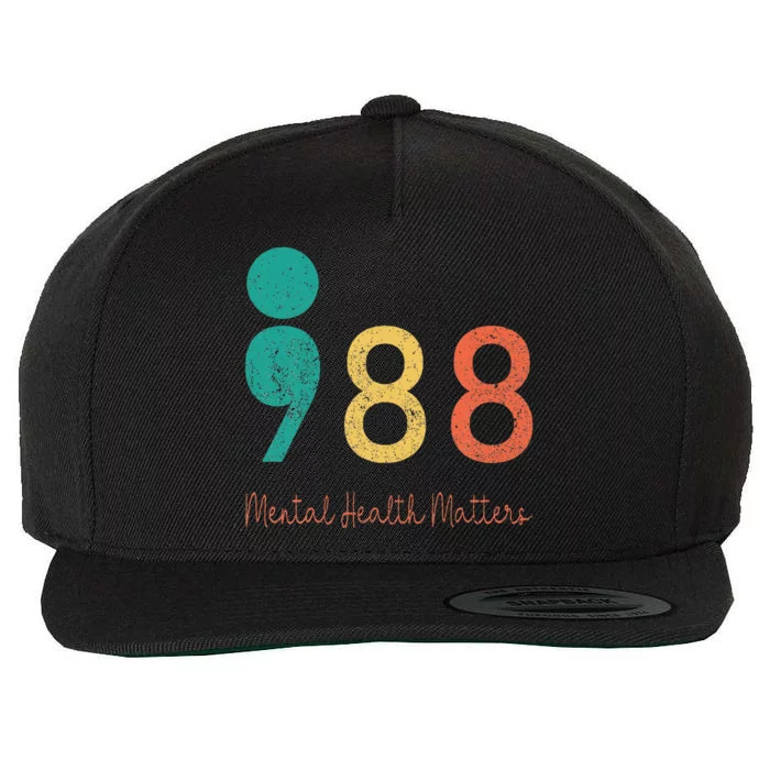 988 Semicolon Mental Health Matters Suicide Prevention Retro Wool Snapback Cap