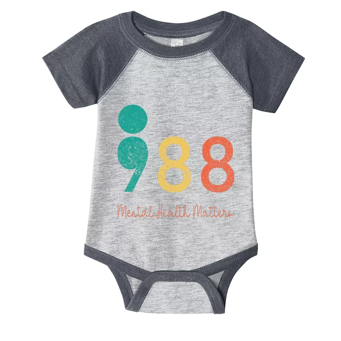 988 Semicolon Mental Health Matters Suicide Prevention Retro Infant Baby Jersey Bodysuit