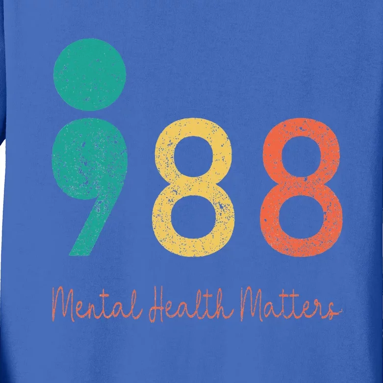 988 Semicolon Mental Health Kids Long Sleeve Shirt