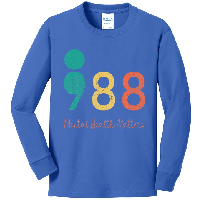 988 Semicolon Mental Health Kids Long Sleeve Shirt