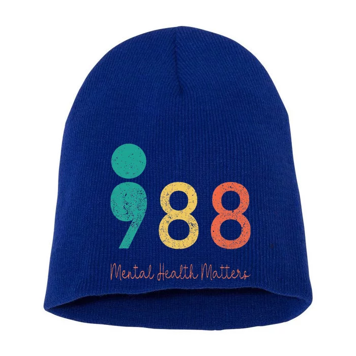 988 Semicolon Mental Health Short Acrylic Beanie