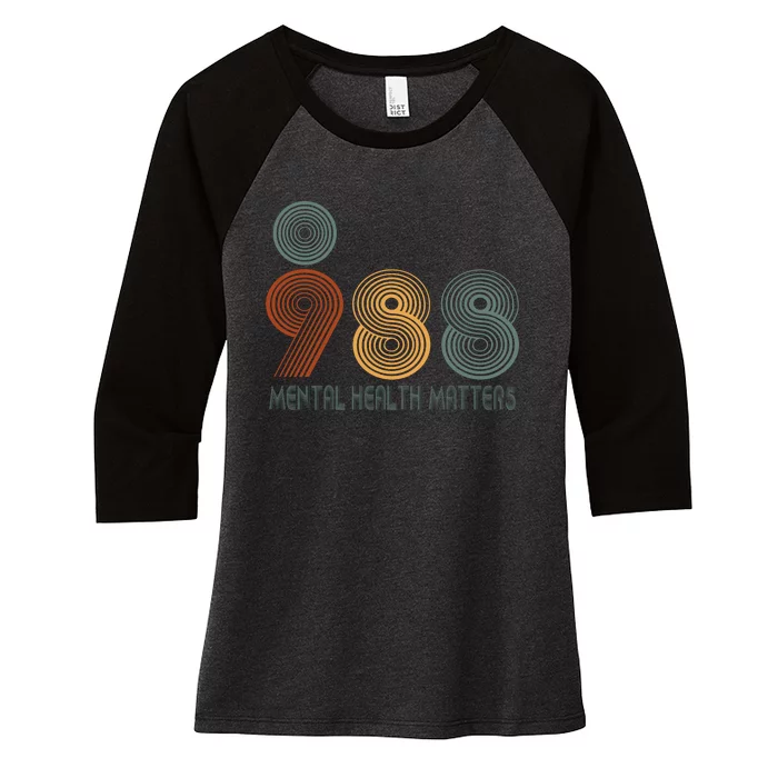 988 Semicolon Mental Health Matters Women's Tri-Blend 3/4-Sleeve Raglan Shirt